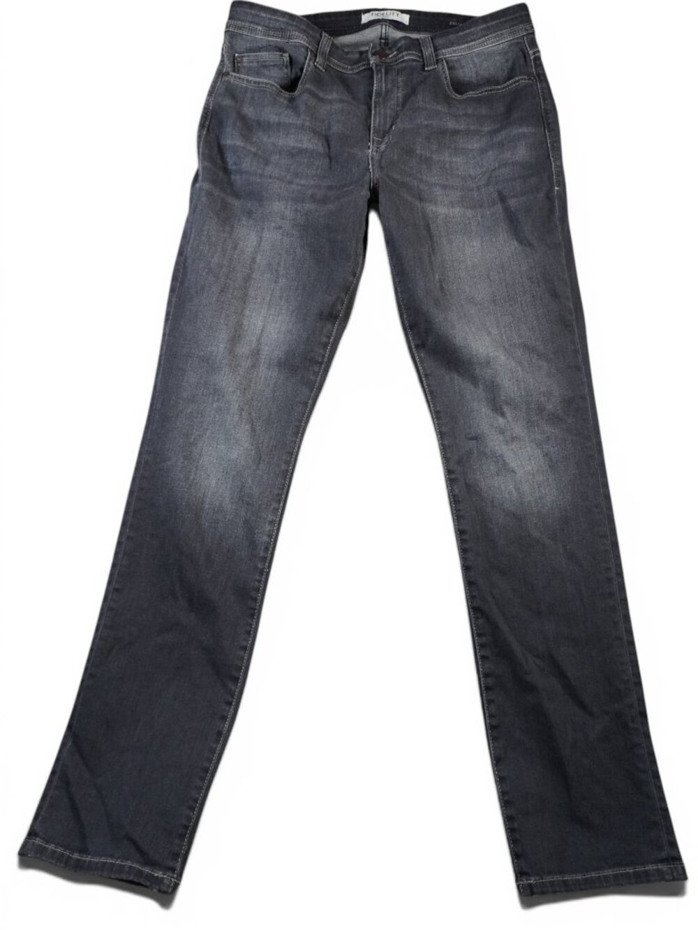 Fidelity Denim Jeans Mens 34x33 Gray Shark Eye Jimmy Straight Zip Fly Stretch